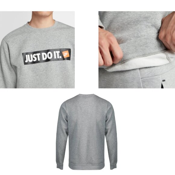 NIKE Just Do It Logo Gray Crew Neck Pullover Sweatshirt Size XXL EUC - Picture 2 of 7